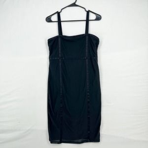 Good American Women Black Sheer Mesh Contour Tape Mini Dress Size L